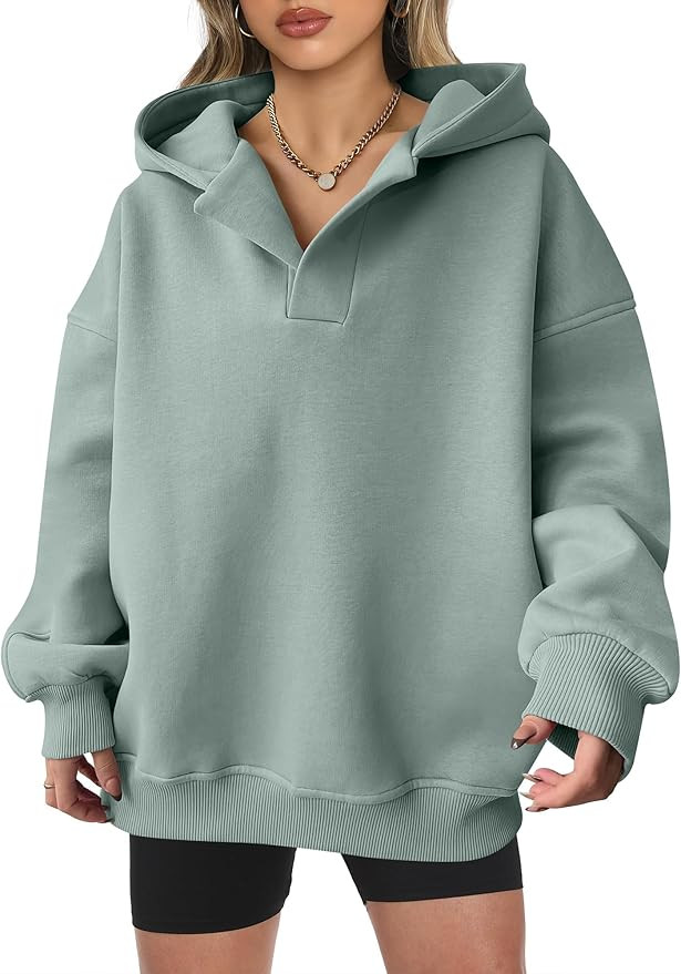 ANRABESS Womens Oversized Hoodies V Neck Sweatshirts Fleece Long Sleeve Pullover Y2K Clothes 2025... | Amazon (US)