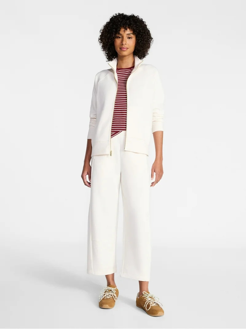 Time and Tru Women's Fleece Sweatshirt and Barrel Leg Pants Set, 2-Piece, Sizes XS-XXXL | Walmart (US)