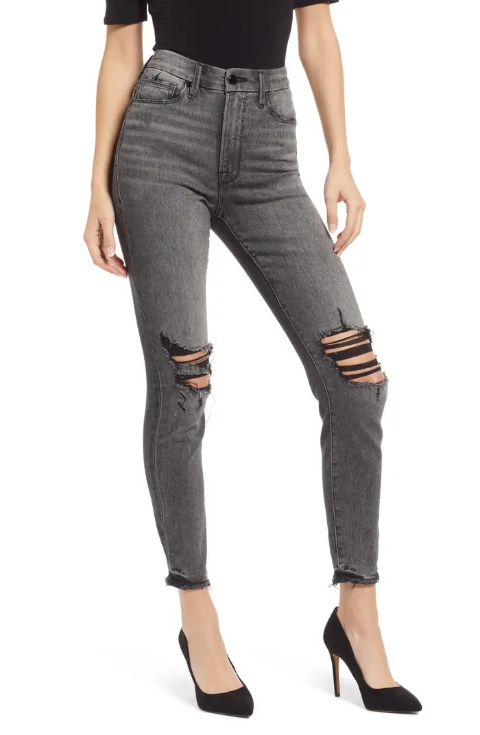 Good American Good Waist Shadow Pocket Ripped High Waist Skinny Jeans | Nordstrom | Nordstrom