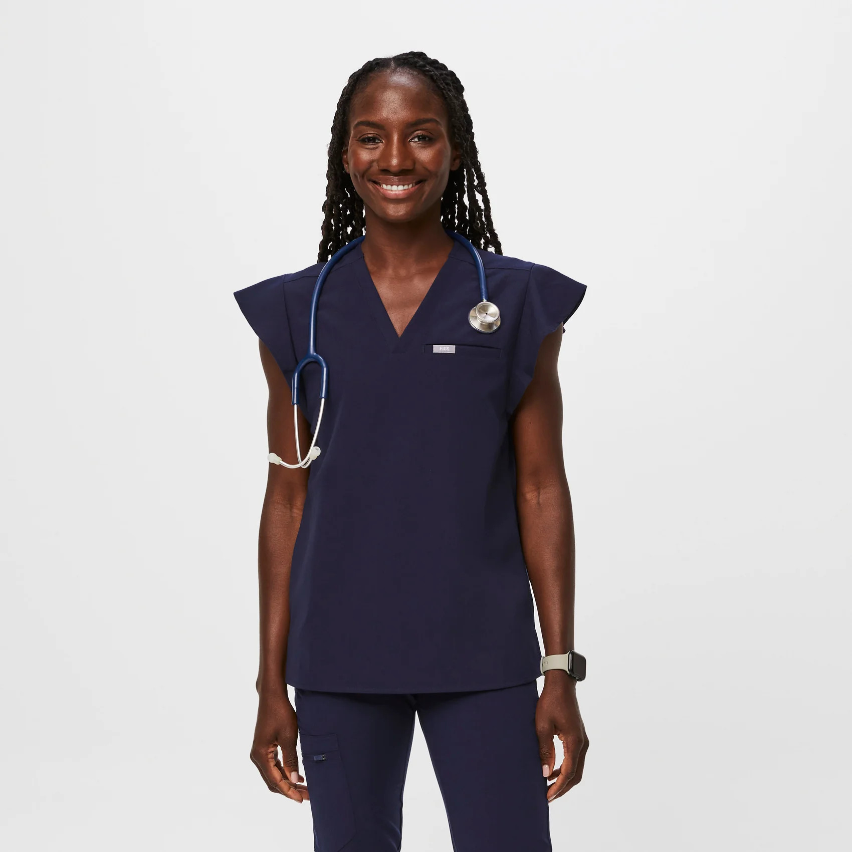 Women’s Natal Flutter Sleeve Scrub Top - Navy · FIGS | FIGS