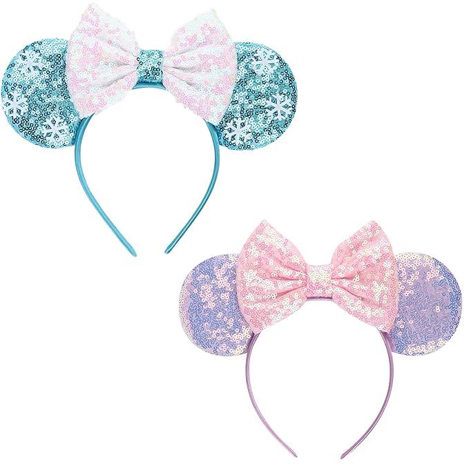 DRESHOW Mouse Ears Bow Headbands Glitter Party Decoration Cosplay Costume for Girls & Women | Amazon (US)