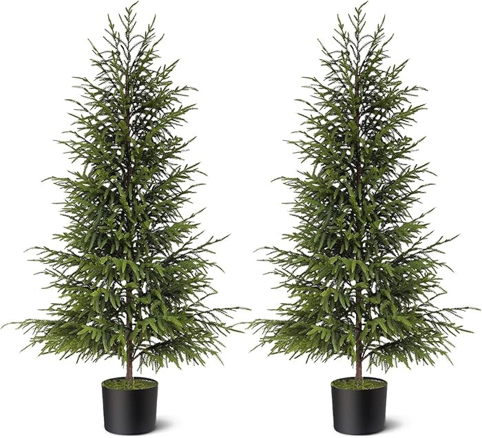 4ft Christmas Norfolk Pine Tree Artificial Christmas Tree Faux Potted Plants for Front Porch Chri... | Amazon (US)