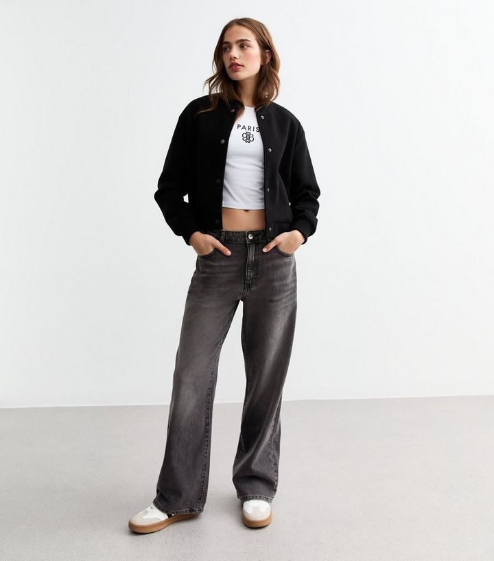 Grey Adalae Mid-Rise Slouchy Wide Leg Jeans | New Look | New Look (UK)