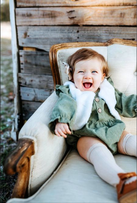 Fall baby outfit. The vest is from target and no longer in stock. Fall family photos outfit, baby girl fall, baby girl Amazon outfit, kids Christmas card outfit, baby knee high socks, baby corduroy bubble, baby shoes. Callie Glass @glass_alwaysfull 

#LTKSeasonal #LTKbaby #LTKHoliday