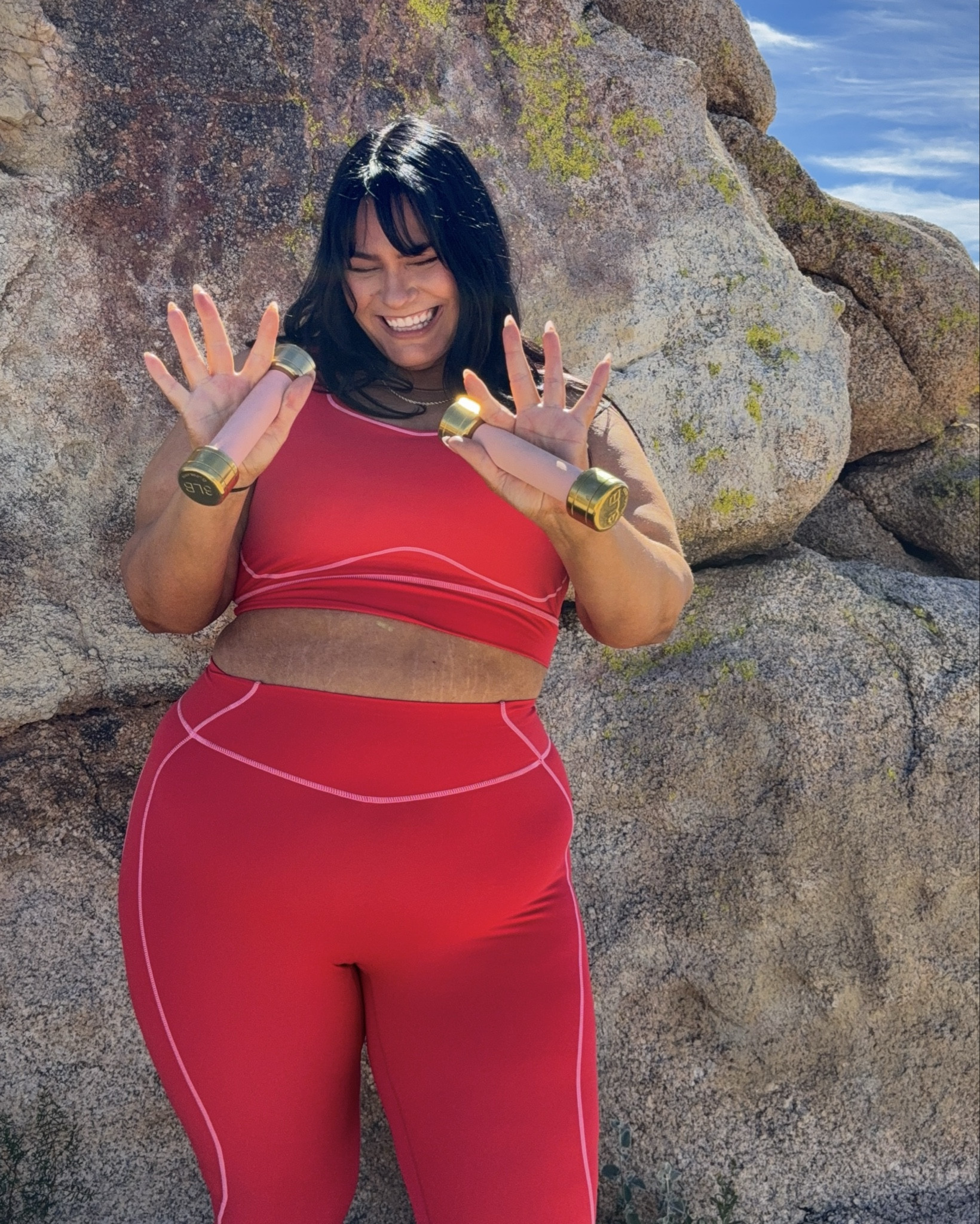 I find the airbrush fabric to have a bit more compression but I also need to go up a size. I’m typically an XL in BB and can even do a Large in some activewear but this set is XXL on top and bottom. These are my favorite sweats ever! They are so comfy and oversized but still banded at the ankle. These are XXL and I have another pair in XL both fit great depending on the fit you’re going for. For a cover over my leggings or hanging out at home I like them oversized. Drawstring lets you cinch at the waist. 5’6” size 16/18 38/40B Weights are from Blogilates at Target but these are sold out so I linked another pink and gold Blogilates option. 

#LTKMidsize #LTKPlusSize #LTKActive