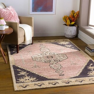 WaKeeney Handmade Vintage Medallion Area Rug - Mauve/Charcoal - 2' x 3' | Bed Bath & Beyond