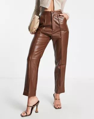SNDYS Lennox leather look pants in chocolate | ASOS (Global)