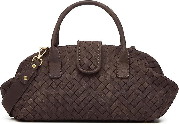 Suede Woven Tote Bag for Women Faux Suede Shoulder Bag Woven Purse Vintage Top Handle Handbags Sl... | Amazon (US)
