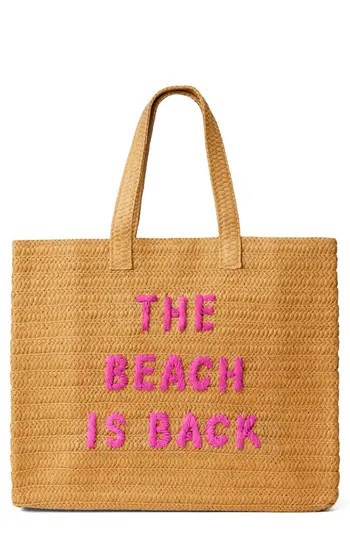 BTB Los Angeles The Beach is Back Straw Tote in Sand Cobalt at Nordstrom Rack | Nordstrom Rack
