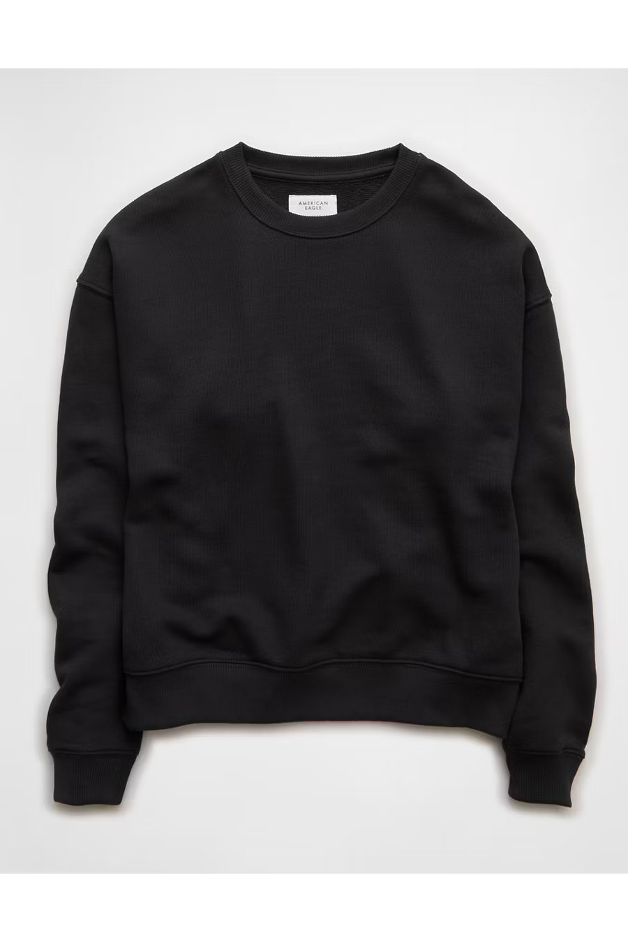 AE Relaxed Crew Neck Sweatshirt Women's Faded Black XS | American Eagle Outfitters (US & CA)