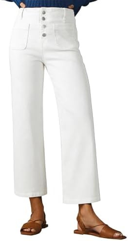 Sidefeel Women's Wide Leg Jeans High Waisted Zimbaplatinum Stretchy Straight Leg Jeans Buttoned L... | Amazon (US)