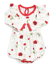 Infant Girls Long Sleeve Cloud Poppies Bubble Romper | Baby Girls (0-24m) | Marshalls | Marshalls