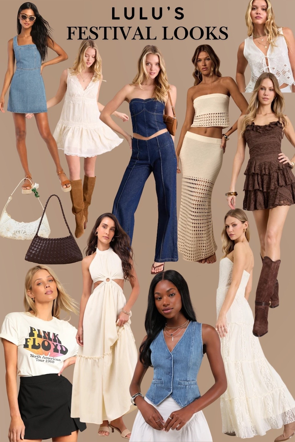 Festival looks from Lulu’s 🤠
Affordable pieces to complete your festival look 🌵🏜️💃🏼



#lulus
#festival outfit
#festival fashion
#lace dress
#crochet dress
#ruffle dress
#jean vest
#jean dress
#mini dress
#midi dress
#maxi dress 
#white top
#tie front blouse
#white blouse 
#graphic tee
#white dress 
#outfit inspo
#fashion inspo
#two piece set 
#country concert outfit 
#country festival 
#boho fashion 

#LTKFestival #LTKootd #LTKSeasonal