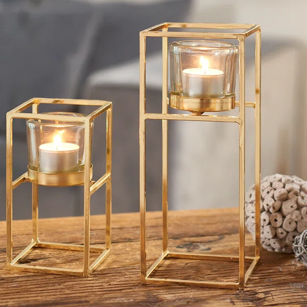 2 Piece Tower Metal Votive Holder Set | Wayfair North America
