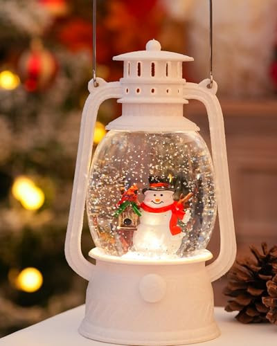 Christmas Snow Globes Snowman Decor, Musical Glitter Globe Light Up 6H Timer Cardinal Mailbox Village Snowman Snow Globe Christmas Decorations | Amazon (US)