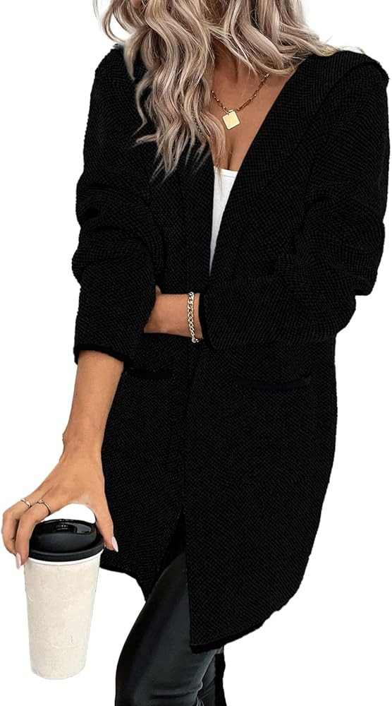 Sidefeel Womens 2025 Fall Outfits Long Sleeve Open Front Contrast Cardigan Sweaters Oversized Chu... | Amazon (US)