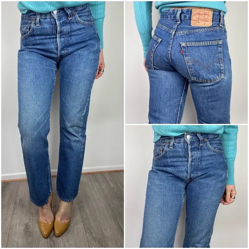 Levi's 501 vintage w26 L28 jeans, dark blue stonewashed 501s, 90s Levi's denim straight leg butto... | Etsy (US)