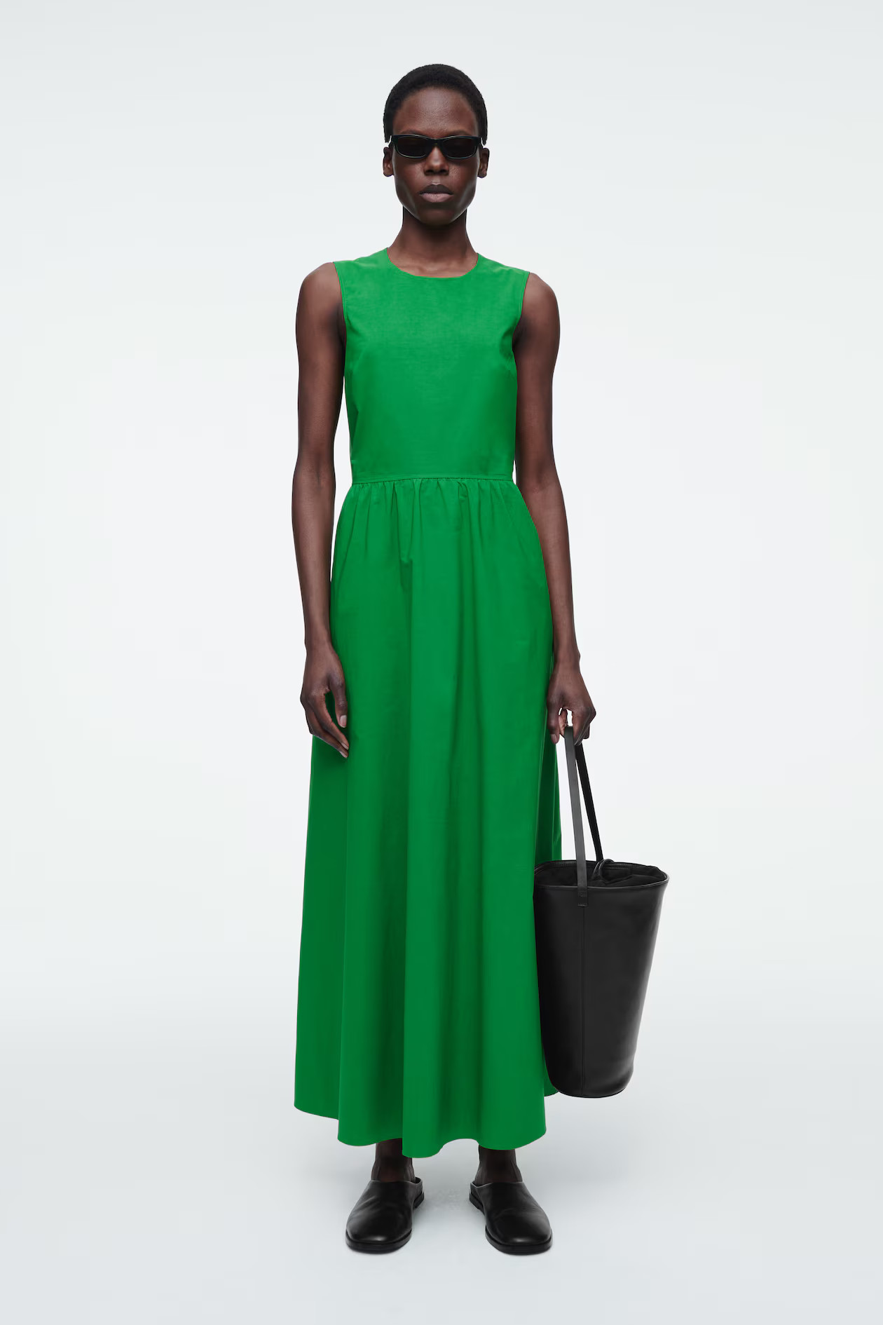 OPEN-BACK COTTON MIDI DRESS - GREEN | COS UK