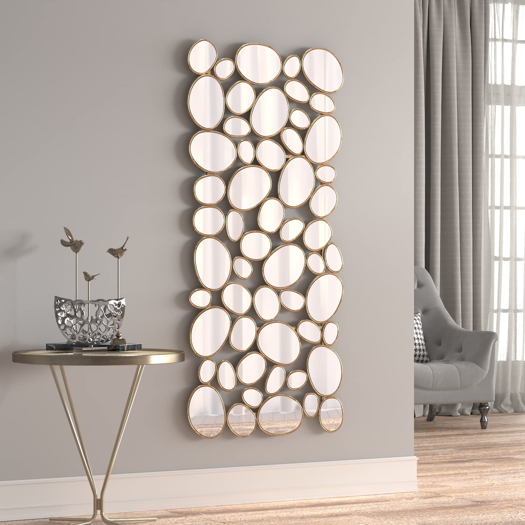 Gold Wall Mirrors Decorative - 23x51 Inch Large Living Room Mirrors for Wall Decor, 55 Piece Mult... | Amazon (US)