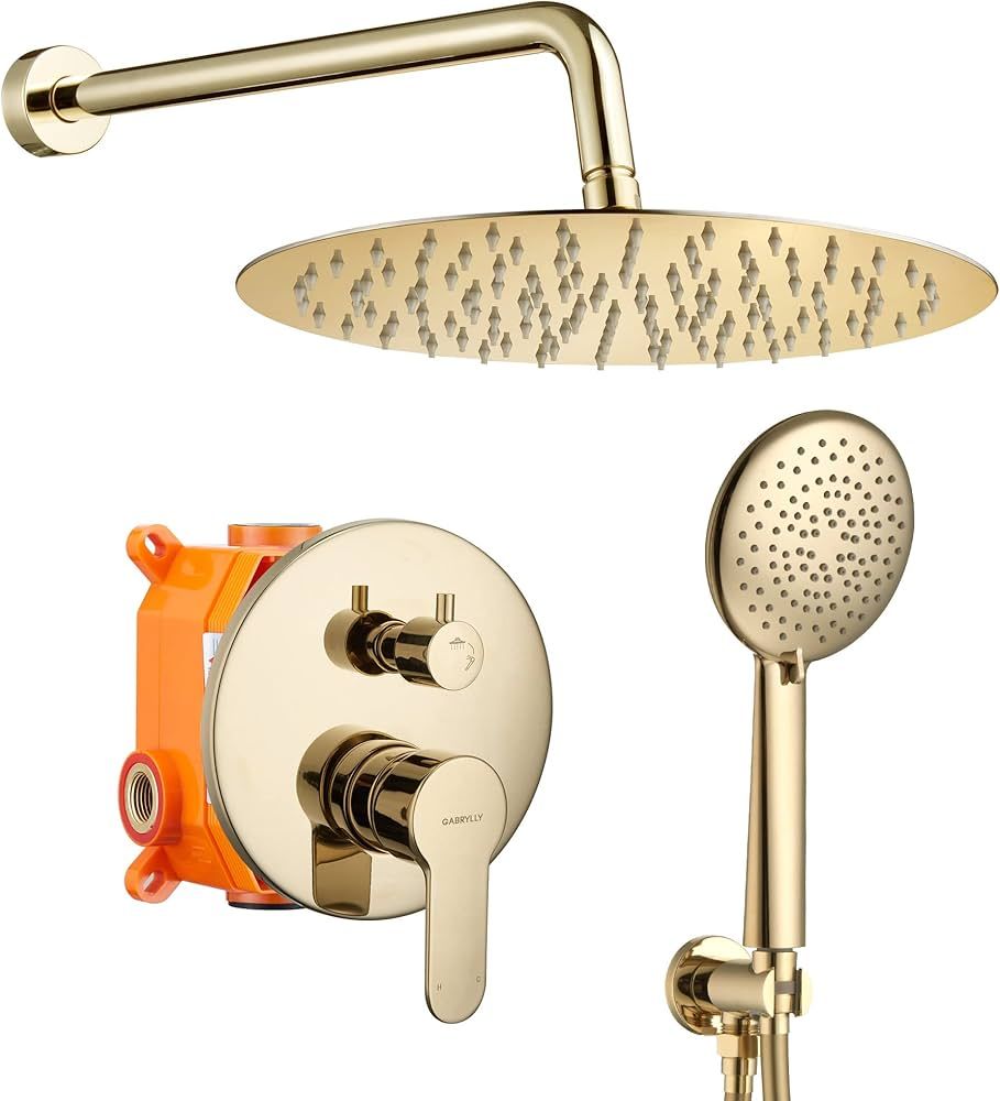 Gabrylly Polished Gold Shower System,Shower Faucet Valve Complete Set for Bathroom with High Pres... | Amazon (US)