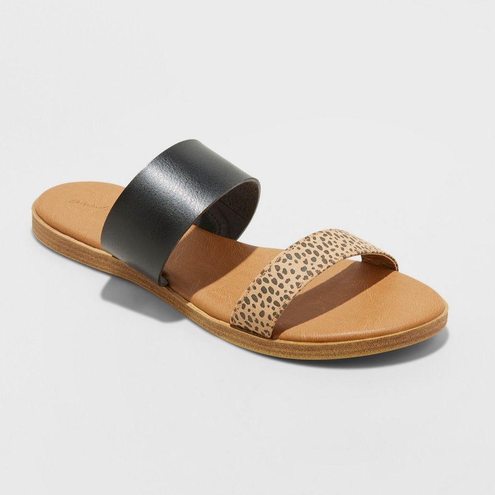 Women's Torri Two Brand Leopard Sandals - Universal Thread Black 9 | Target