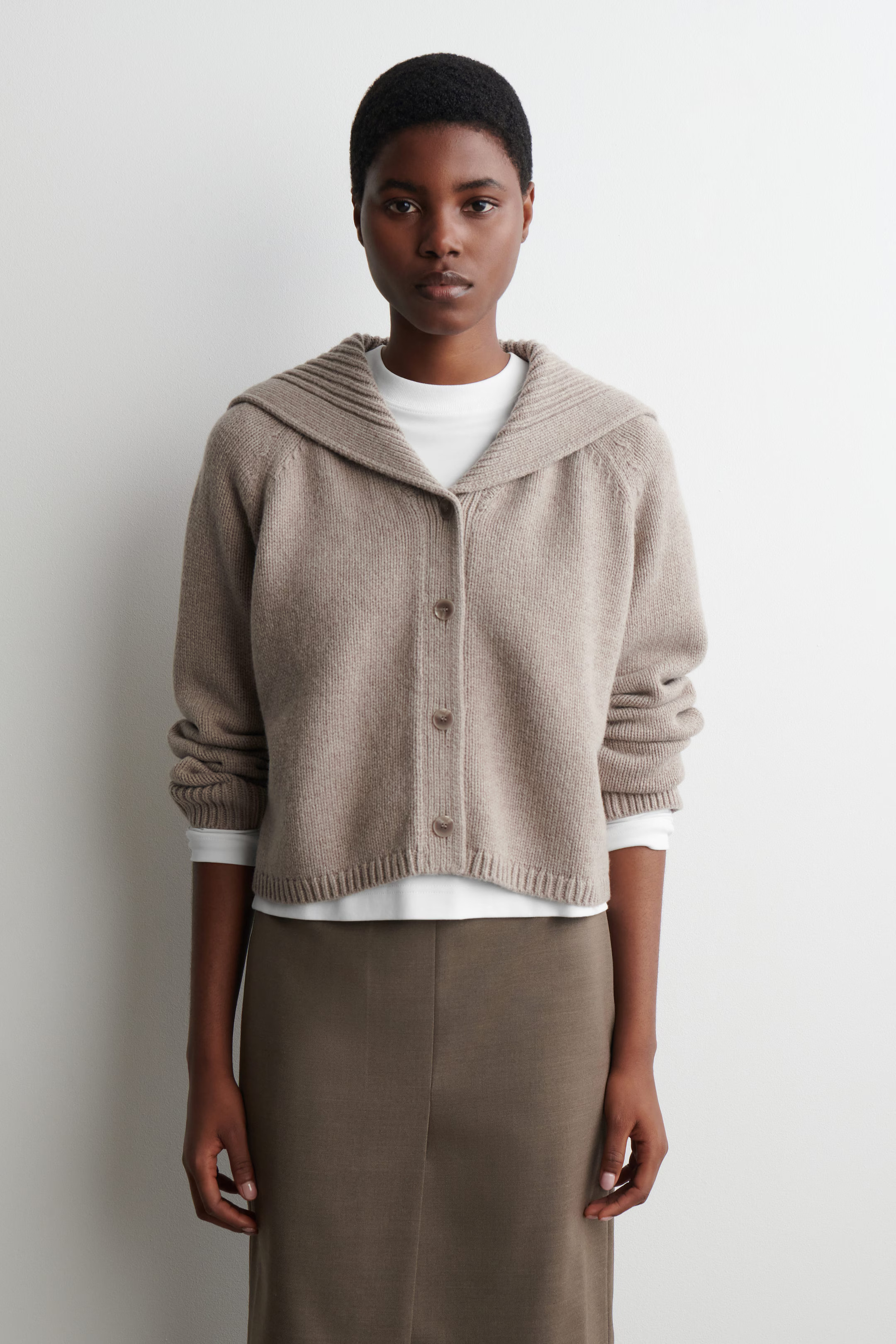 SAILOR-COLLAR WOOL CARDIGAN - BEIGE | COS US | COS (EU)