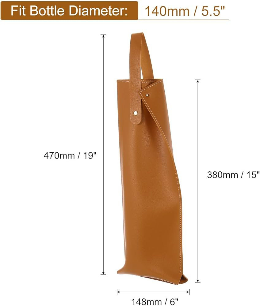 uxcell Wine Tote Bag, 1 Pcs Leather Wine Carrier Bag Single Bottle Carrier Tote Champagne Tote Ca... | Amazon (US)