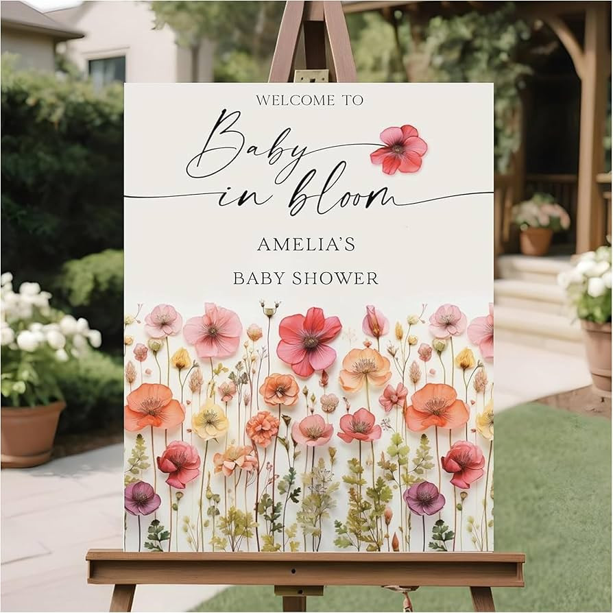 Custom Name Welcome to Baby Shower Sign, Baby Shower in Bloom Welcome Sign, Girl Baby Shower Sign... | Amazon (US)