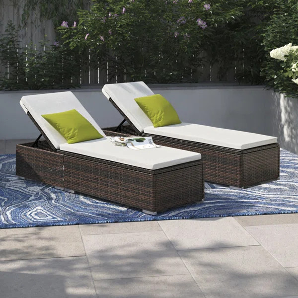 Forough Outdoor Wicker Chaise Lounge (Set of 2) | Wayfair North America
