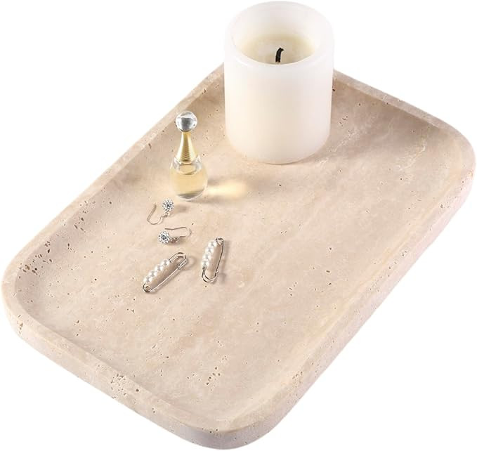 Vanity Trays, Marble Bathroom Tray for Countertop, Decorative Tray for Dresser Organizer, One Pie... | Amazon (US)