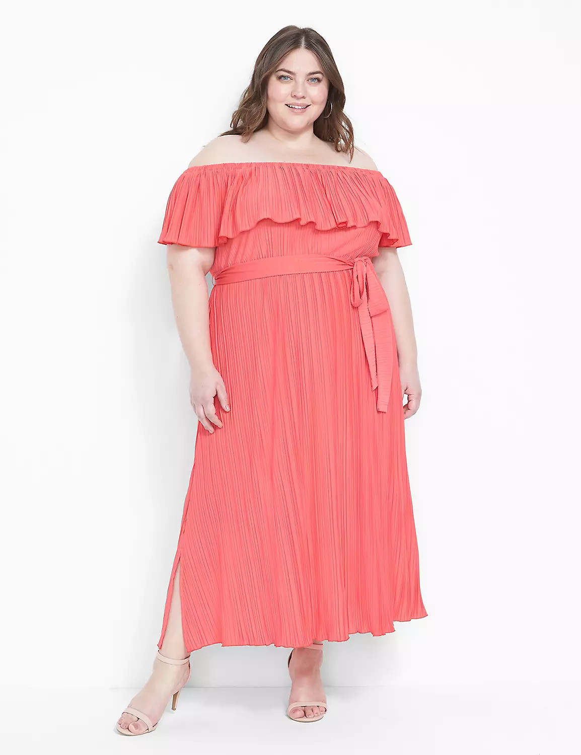 Convertible Off-The-Shoulder Pleated Midi Dress | LaneBryant | Lane Bryant (US)