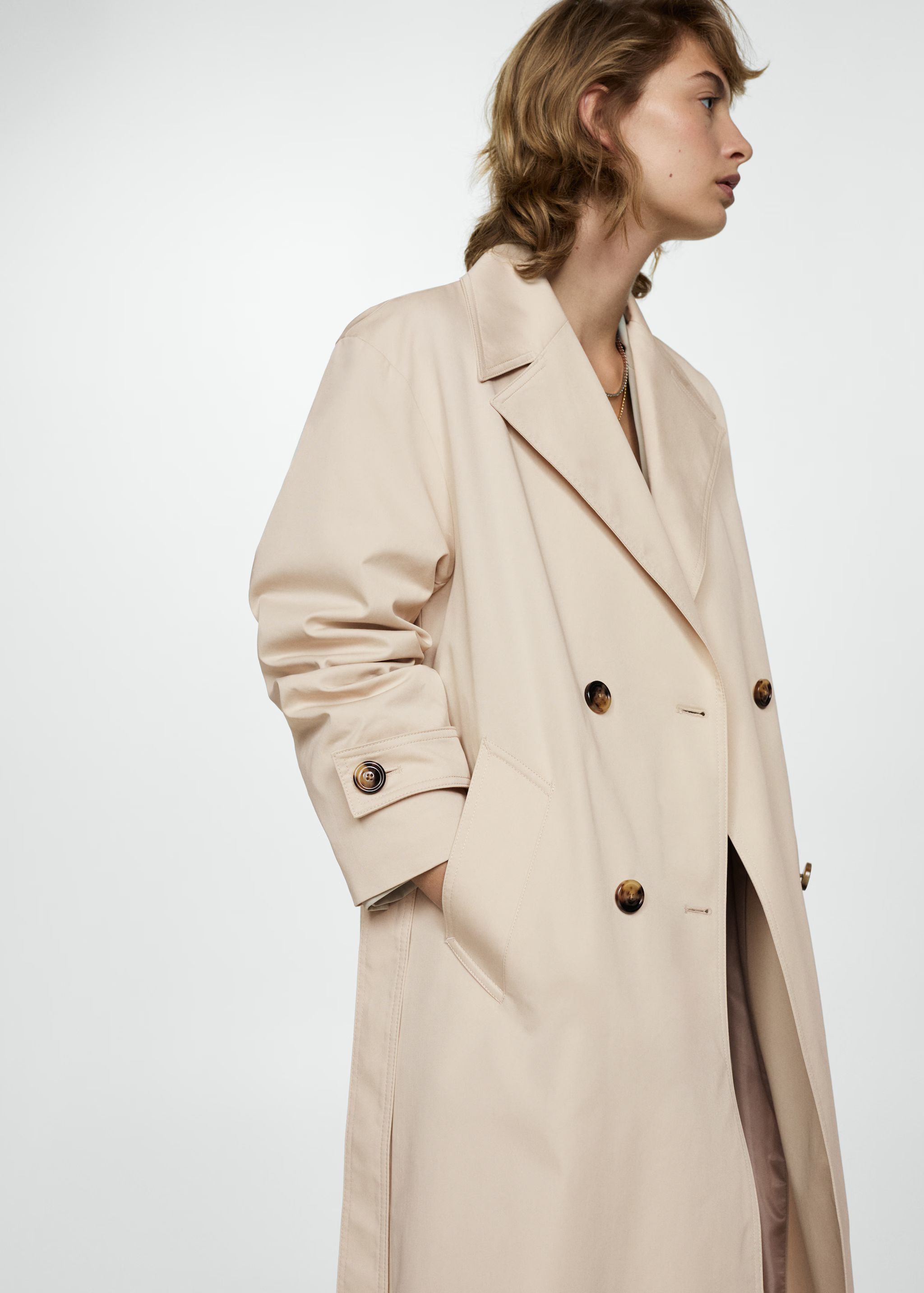 Double-breasted trench coat - Woman | MANGO United Kingdom | MANGO (UK)