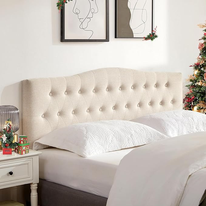 Tufted Upholstered Headboard Queen Size, Sturdy and Durable Solid Wood Bed headboard, Fabric Head... | Amazon (US)