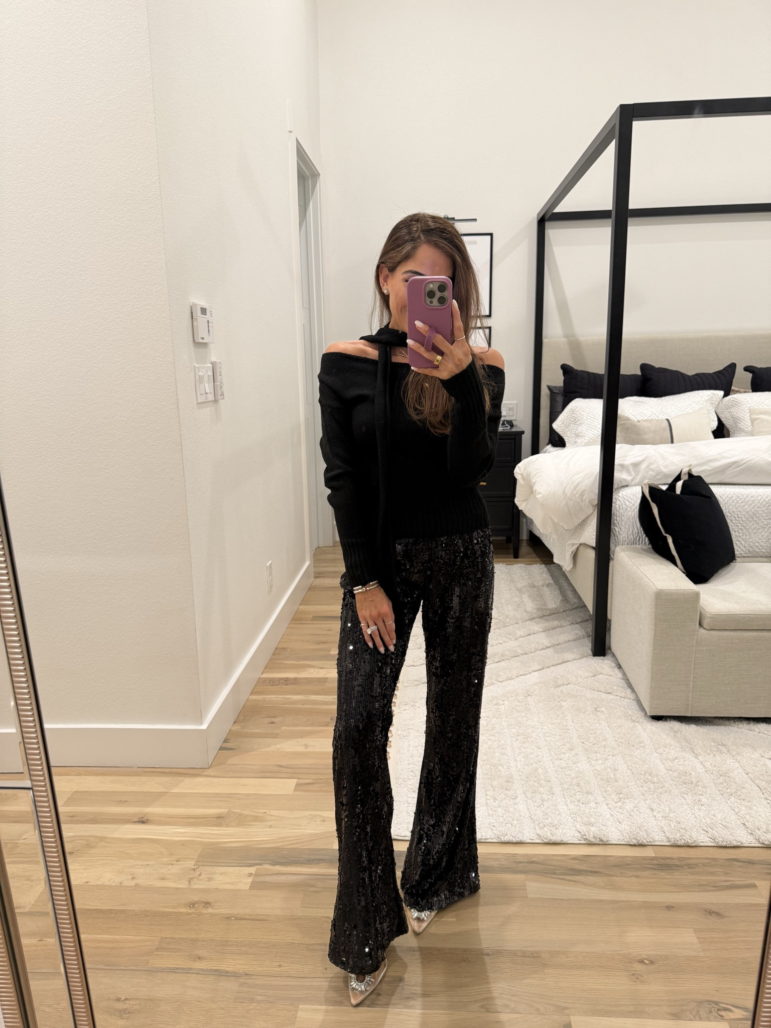 Holiday party outfit sequin pants, black sweater Walmart, affordable outfit, winter outfit

#LTKHoliday #LTKgrwm #LTKootd