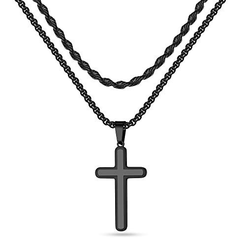 Cross Necklace for Men - Cross Necklace for Men Cross Chain Necklace for Men 24 Inch Cross Chain for Men Stainless Steel Cross Pendant for Men Necklace for Men with Cross Chain Mens Jewelry Mens Gifts | Amazon (US)