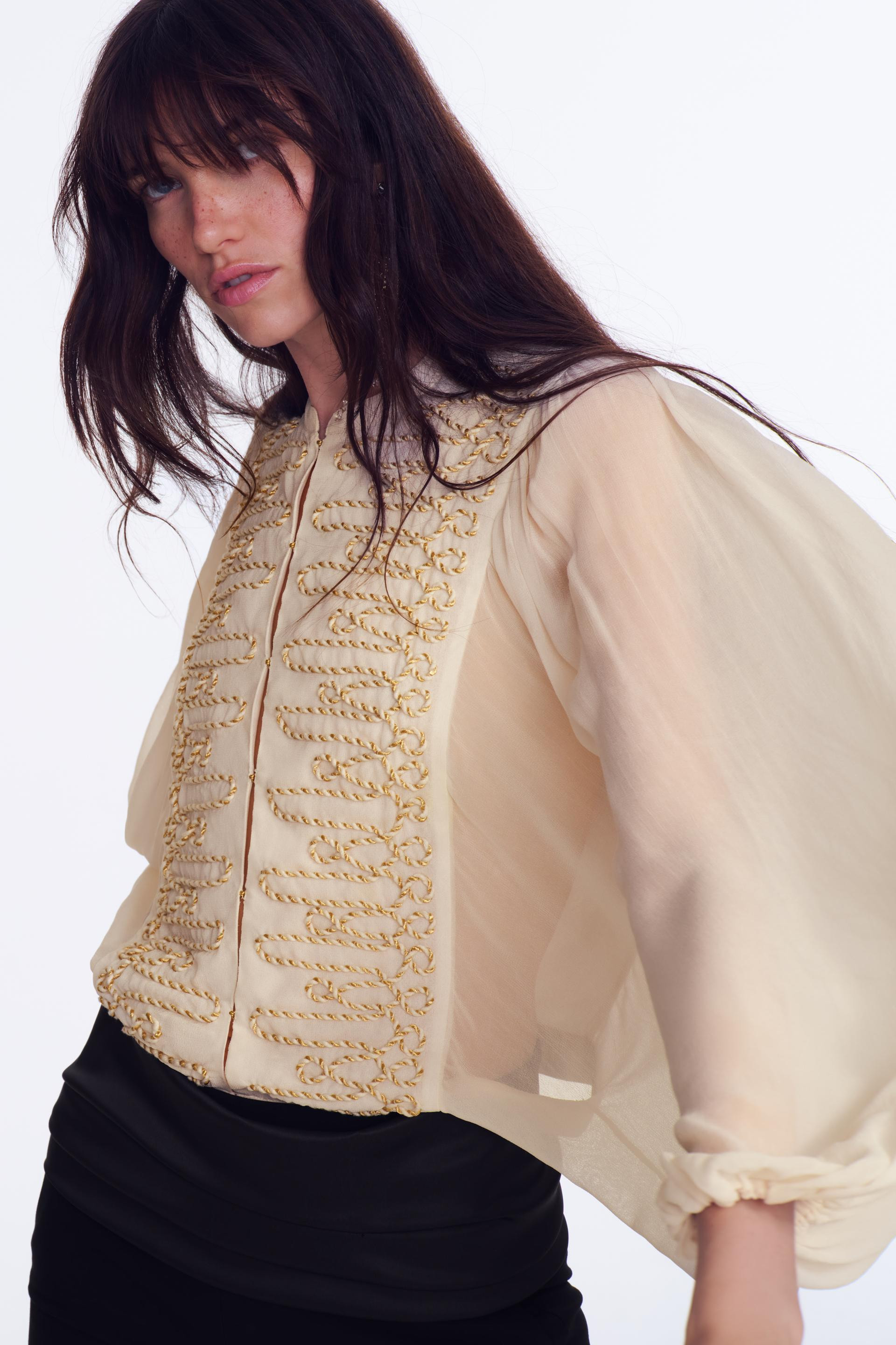 Zara - Zw Collection Romantic Frog Fastening Shirt - Ecru - Xl - Woman | Zara US