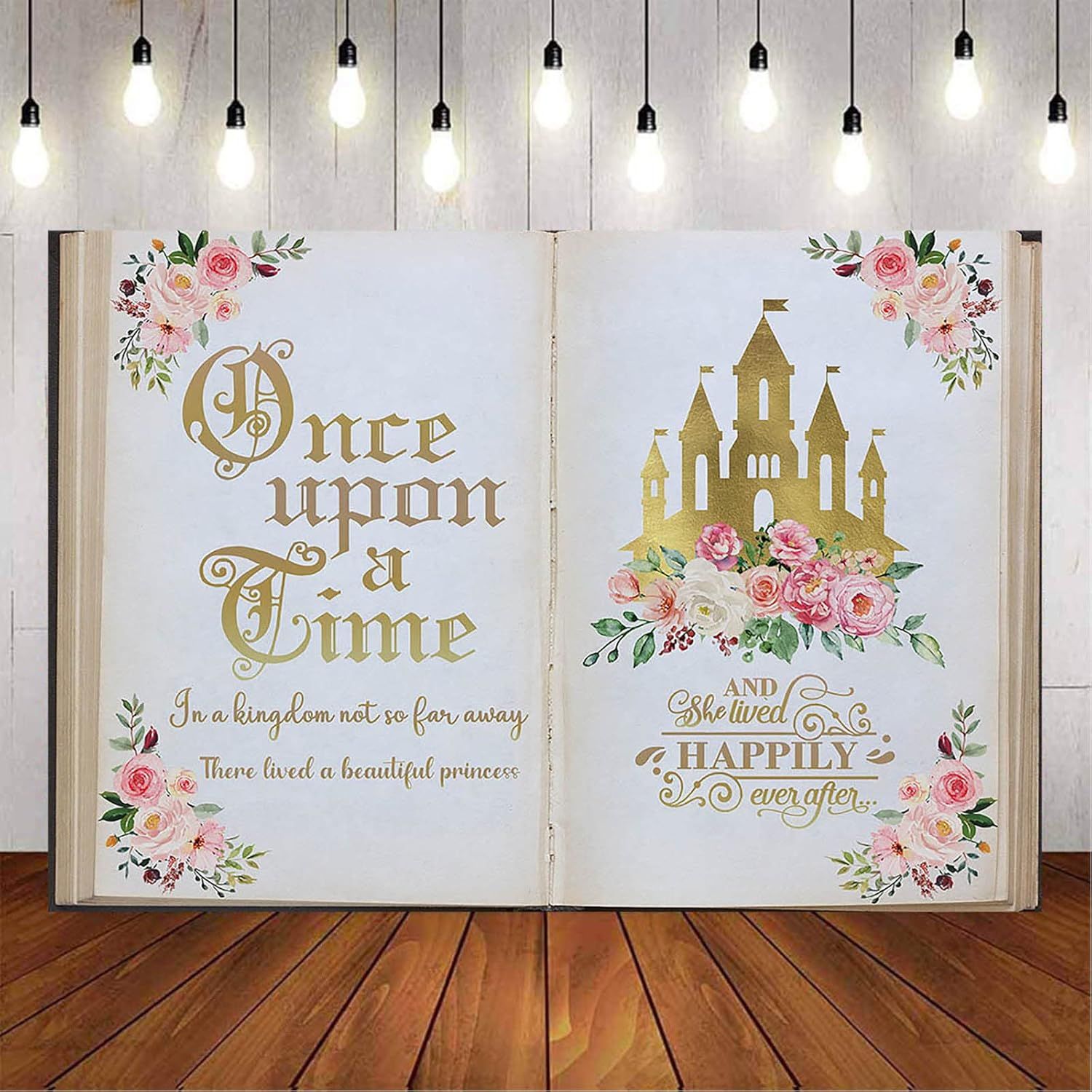 Aumeko Once Upon A Time Backdrop Pink Fairytale Castle Giant Book Rainbow Photography Background ... | Amazon (US)