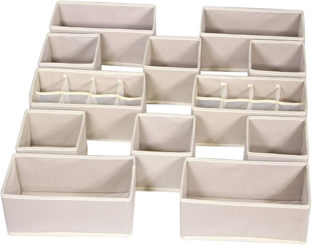 12 Pack Foldable Drawer Organizer Dividers Cloth Storage Box Closet Dresser Organizer Cube Fabric... | Amazon (US)