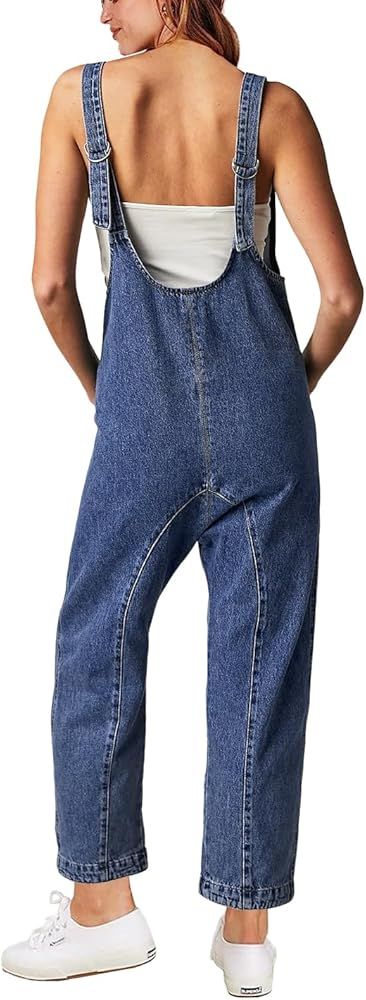 High Roller Denim Jumpsuits for Women Casual Sleeveless Loose Baggy Overalls Jeans Pants Jumpers ... | Amazon (US)