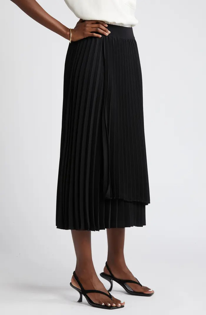 Pleated Asymmetric Hem Midi Skirt | Nordstrom
