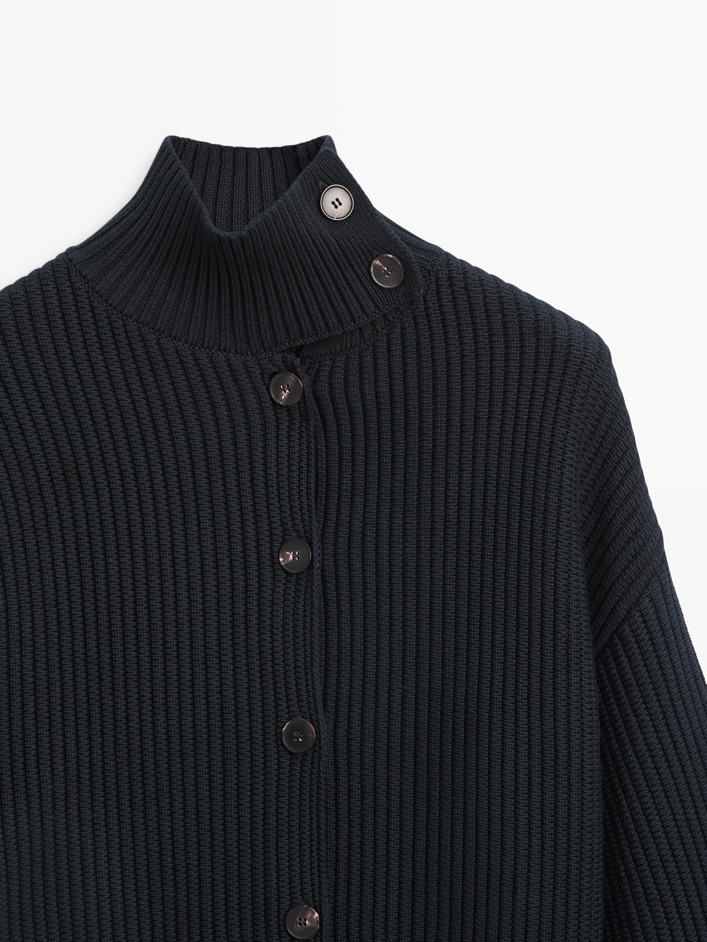 Cardigan à col montant en coton | Massimo Dutti FR