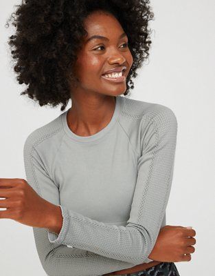 OFFLINE By Aerie Big Chill Seamless Long Sleeve T-Shirt | American Eagle Outfitters (US & CA)