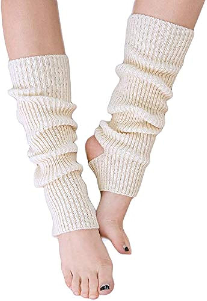YUANQIAN Women Winter Extra Soft Long Legwarmer Warmer Knitted Stirrup Leg Warmers for Yoga Balle... | Amazon (US)