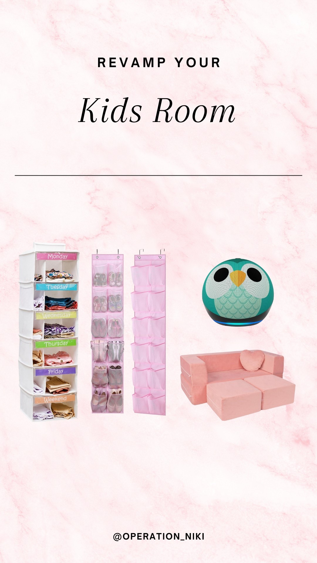 Giving my daughter’s room a little spring revamp! 🌸 Added a cute mini couch for her to relax, organized her closet to make getting ready easier, and set up a kid’s Echo for fun alarms and reminders. It’s all about making her space cozy and functional! Follow for more @OPERATION_NIKI on IG, TikTok, & Facebook sahm, amazon finds, home essentials, beauty closet, mom bag, organized home, mom purse, cleaning must haves, cleaning tips, organization, travel bag, bedroom clean, cleaning, organization, cleaning tools, house clean, odors, house spray, winter beauty, self care, vacation, mom bag, whats in my purse, travel, resort, kids room

#LTKStyleTip #LTKKids #LTKHome