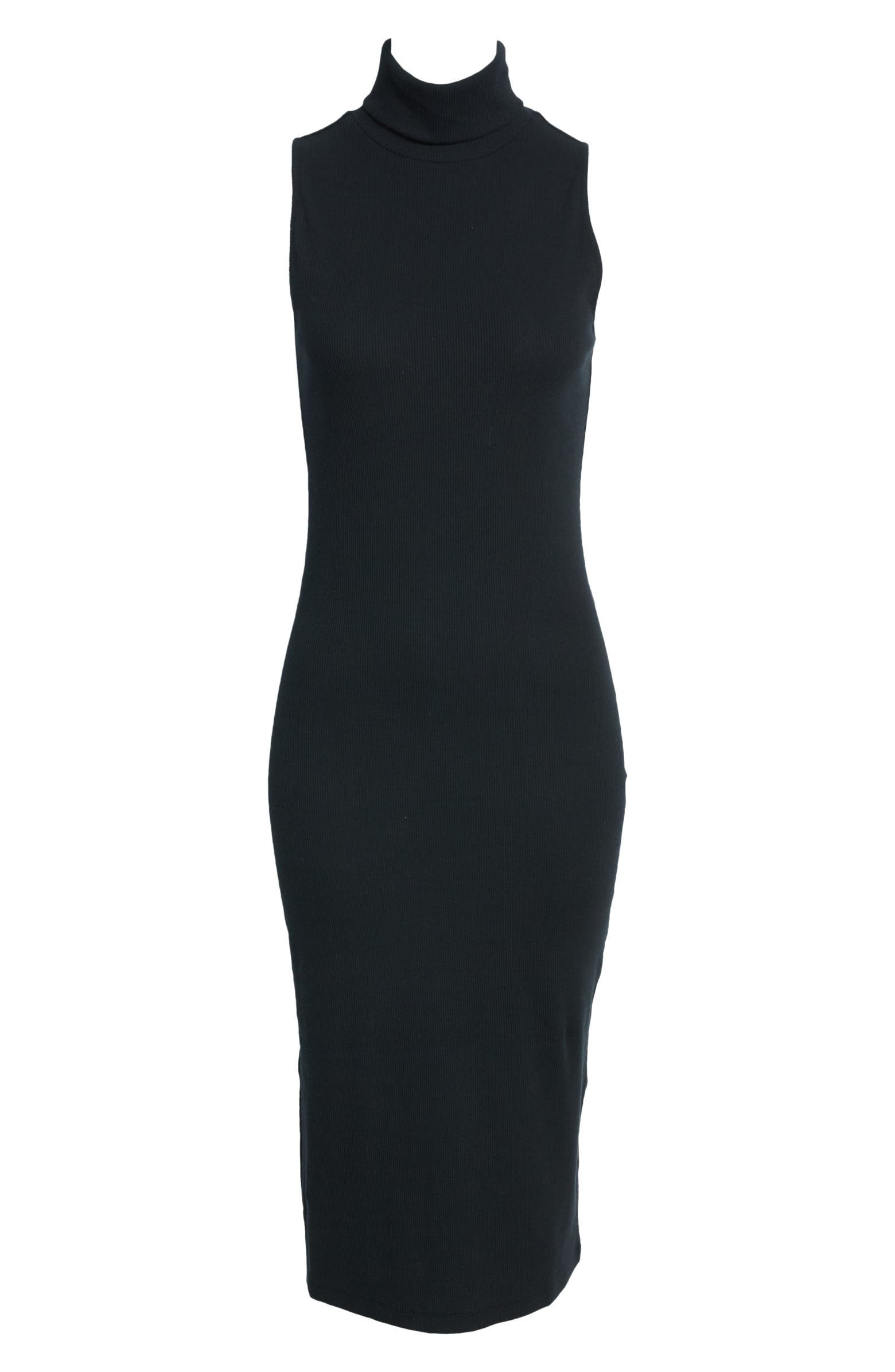 Rib Turtleneck Sleeveless Midi Dress | Nordstrom