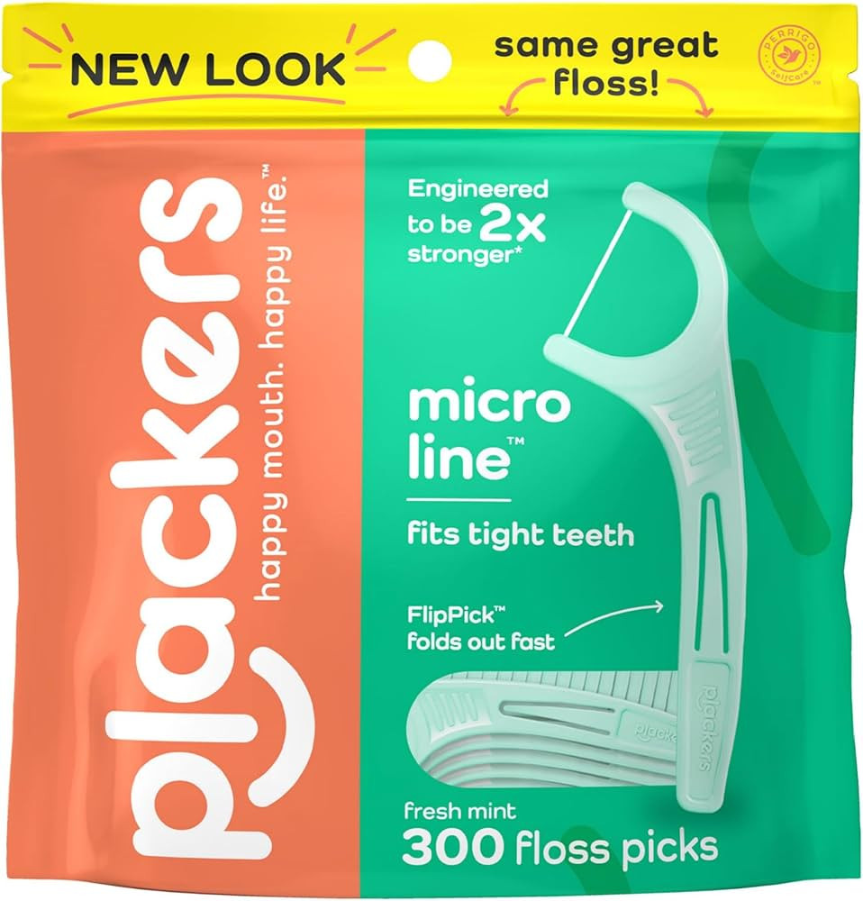 Plackers Micro Line Dental Floss Picks, Fold-Out FlipPick, Tuffloss, Easy Storage with Sure-Zip S... | Amazon (US)