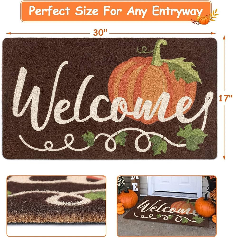 CiyvoLyeen Pumpkin Welcome Doormat Fall Indoor Outdoor Entrance Home Front Porch Rugs Halloween H... | Amazon (US)