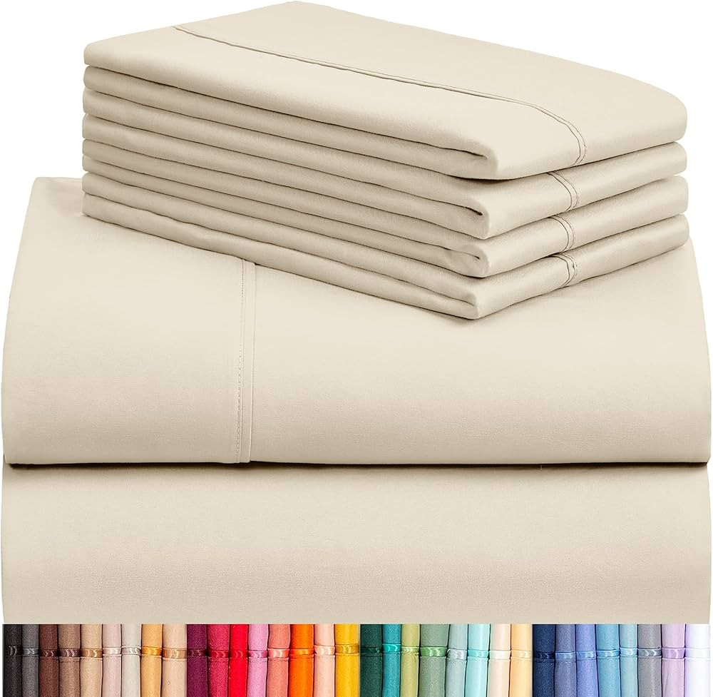 LuxClub 6 PC Queen Sheet Set, Bed Sheets Queen Size, Deep Pockets 18" Eco Friendly Wrinkle Free C... | Amazon (US)