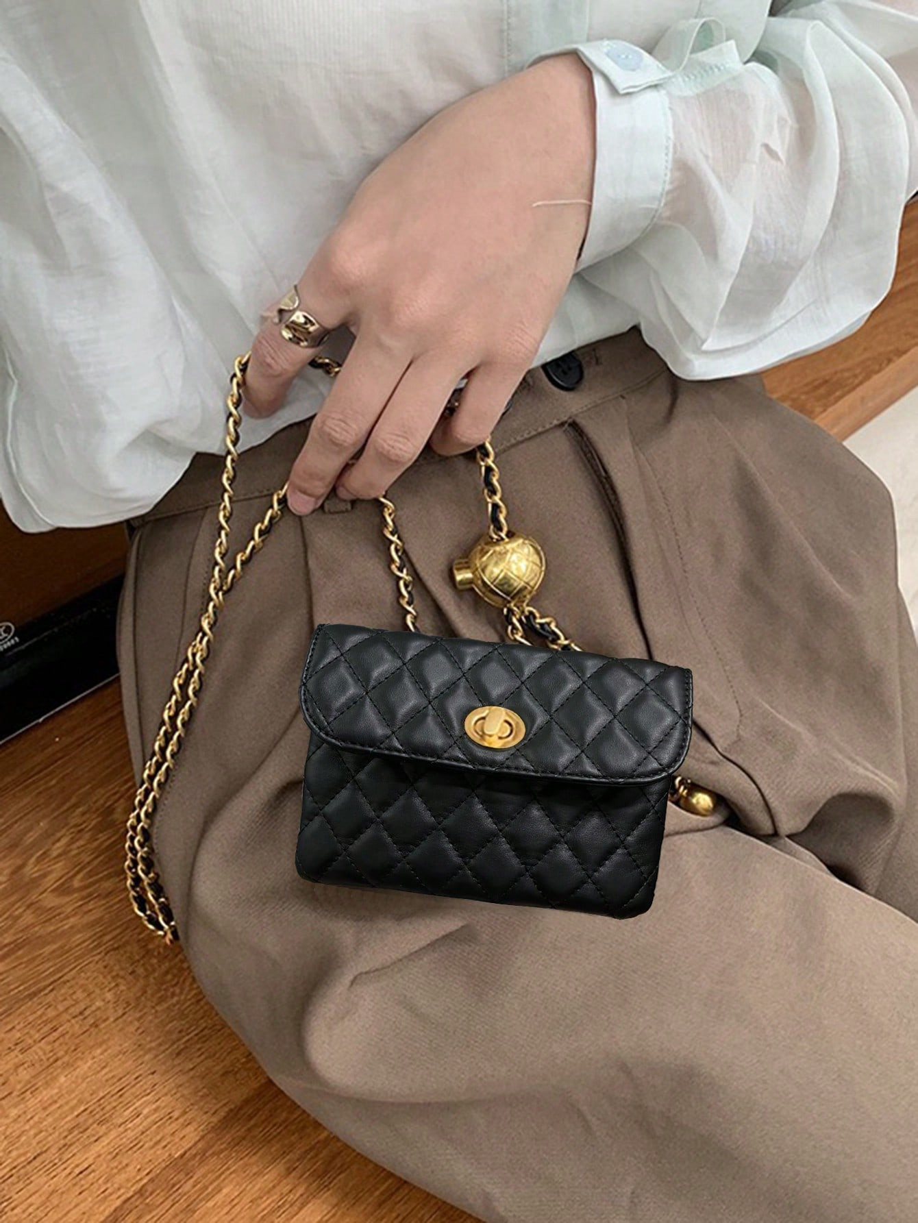 New Fashionable Versatile Trendy Beaded Rhombus Embroidered Detachable Chain Mini Multi-Function ... | SHEIN