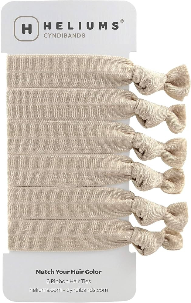 Cyndibands Ash Blonde Hair Ties, Gentle Elastic Ribbon Ponytail Holders, 6 Count | Amazon (US)